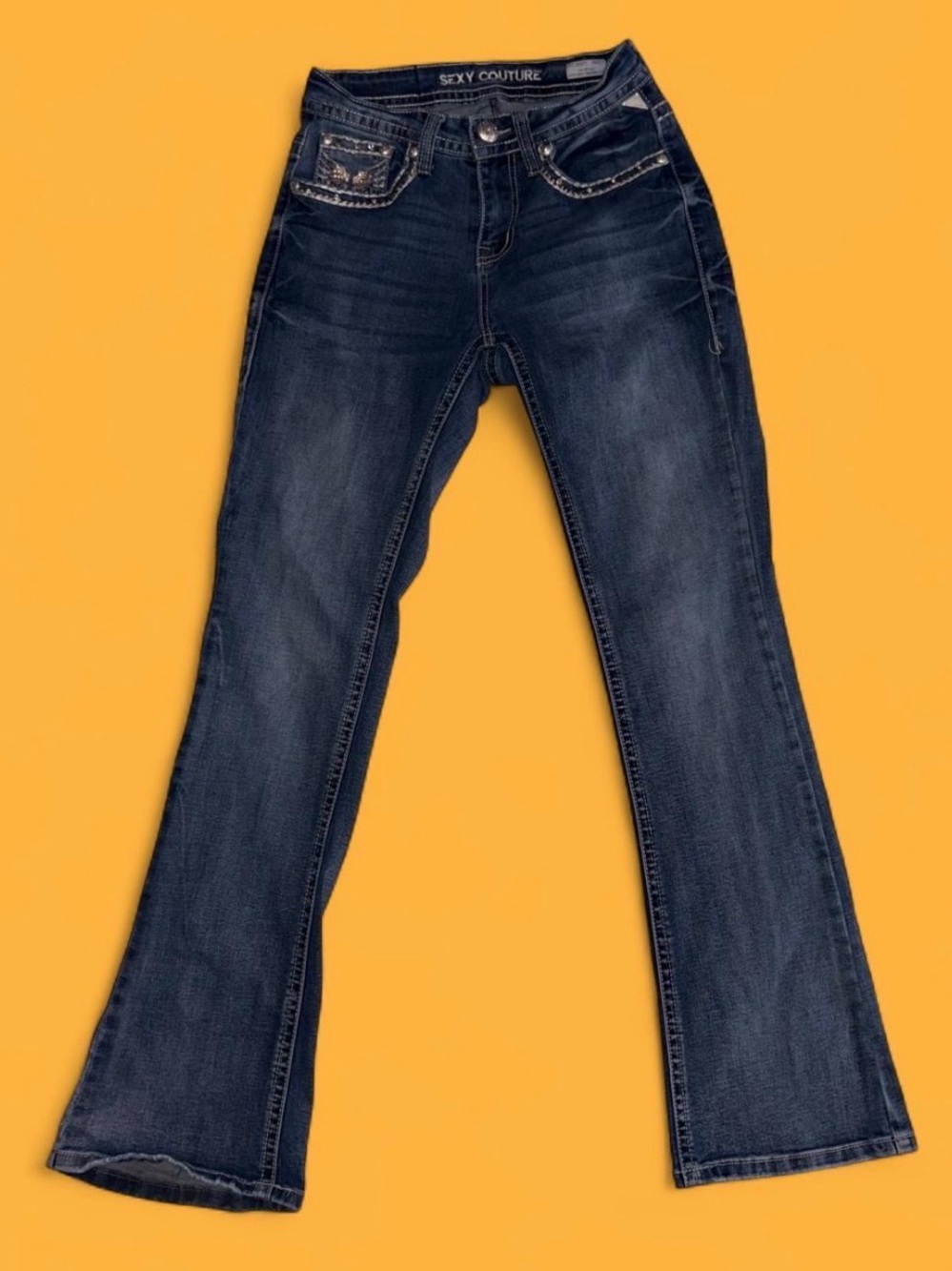 Sexy Couture Women's Dark Blue Flare Jeans